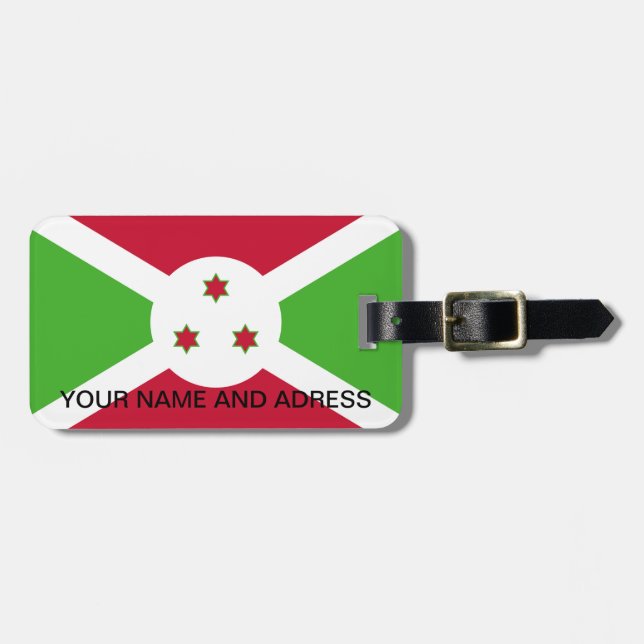 Etiqueta de Bagagem com Bandeira do Burundi (Frente Horizontal)