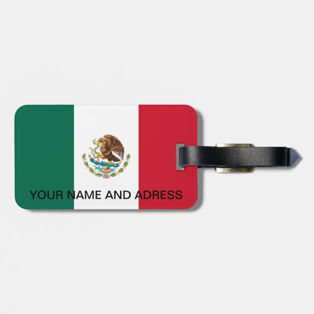 Etiqueta de Bagagem com Bandeira do México (Traseira Horizontal)