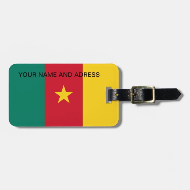 Etiqueta de bagagem com bandeira dos Camarões (Frente Horizontal)