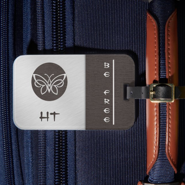 Etiqueta de Bagagem com Borboleta Monogramada de A (Frente Insitu 4)