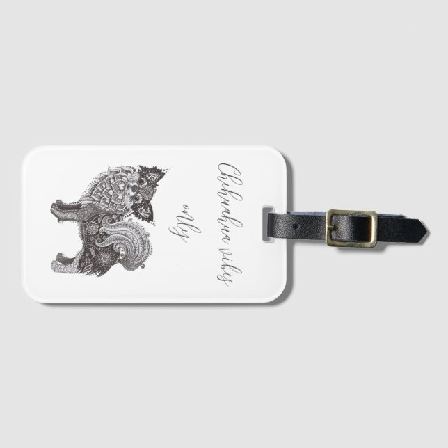 Etiqueta de bagagem com chihuahua (Frente Horizontal)