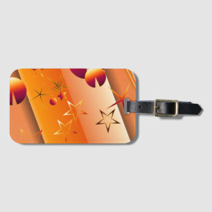 Etiqueta de Bagagem com Design Abstrato Laranja