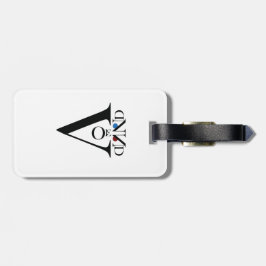 Etiqueta de bagagem com face e correia de couro