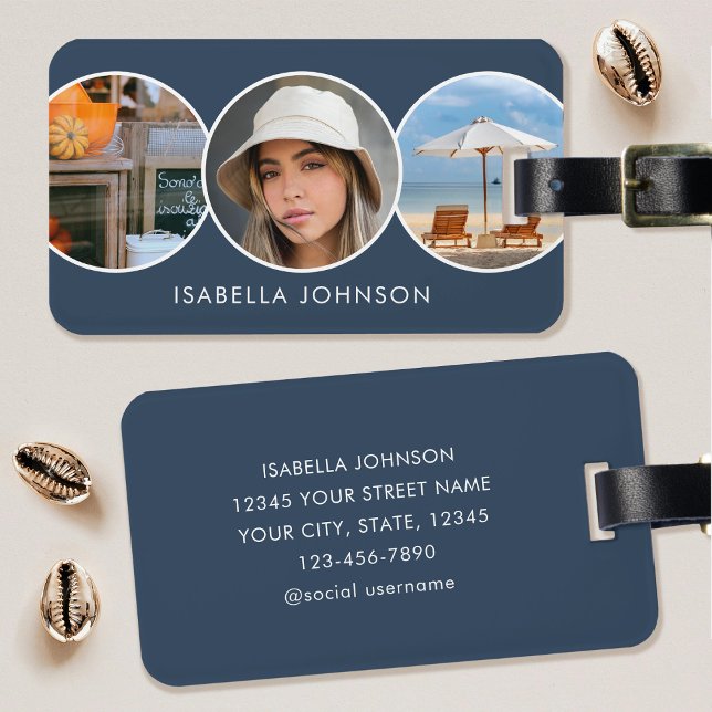 Etiqueta de Bagagem com Foto Personalizada Moderna (Criador carregado)