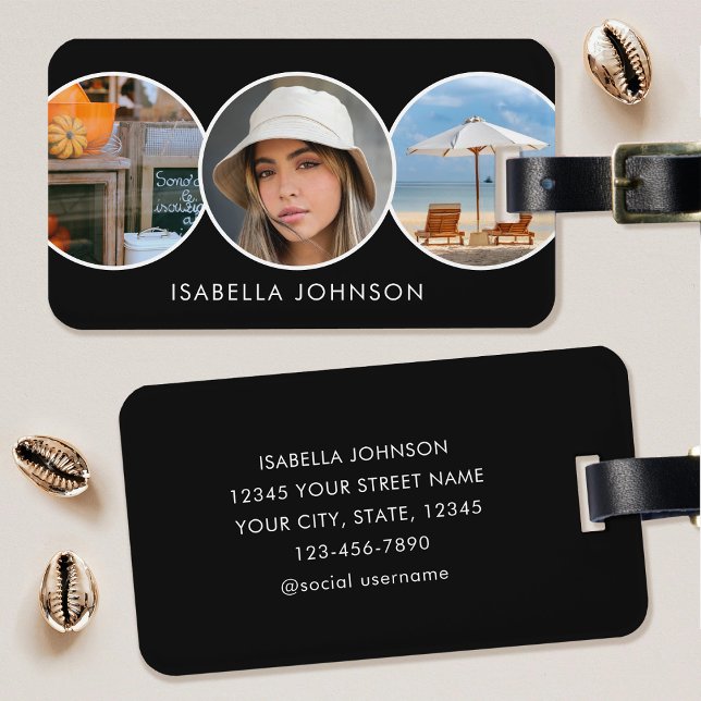 Etiqueta de Bagagem com Foto Personalizada Moderna (Criador carregado)