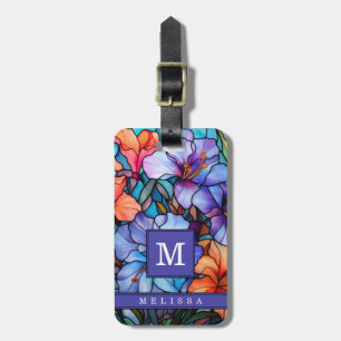 Etiqueta de Bagagem com Fundo de Flores em Vidro C