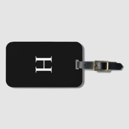 Etiqueta de Bagagem com Monograma Elegante Preto e