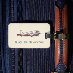 Etiqueta de bagagem com passagem de embarque vinta