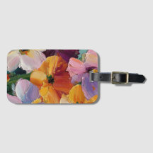 Etiqueta de Bagagem com Pintura Floral Vibrante em
