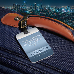 Etiqueta de Bagagem com Stripe Metálico Chic Blue