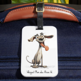 Etiqueta De Bagagem Com texto personalizado, 🐶whippet louco 🤪