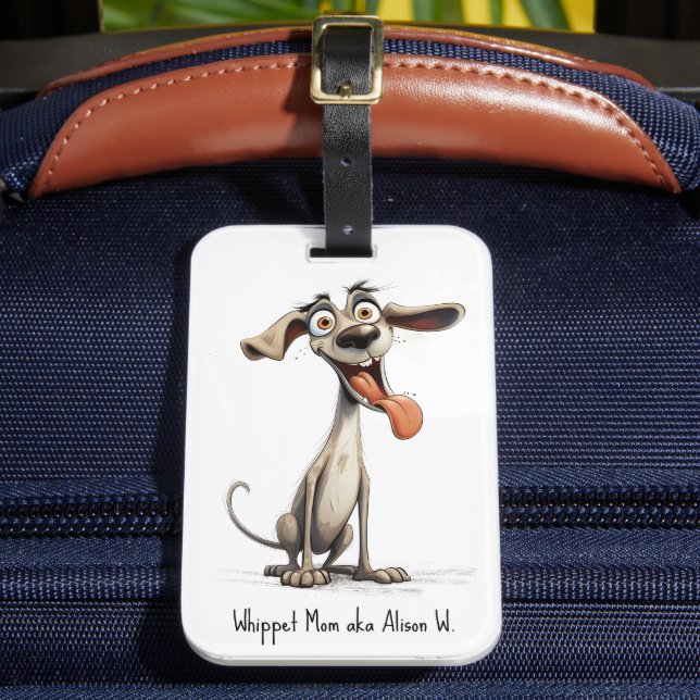 Etiqueta De Bagagem Com texto personalizado, 🐶whippet louco 🤪 (Frente Insitu 2)