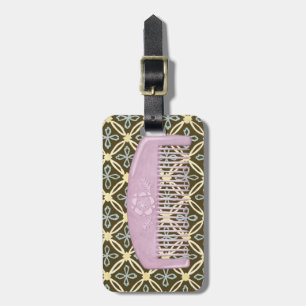 Etiqueta De Bagagem Comb Lavanda sobre fundo de chocolate