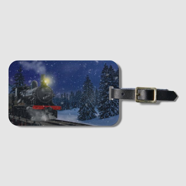 Etiqueta De Bagagem Comboio de Natal na neve (Frente Horizontal)