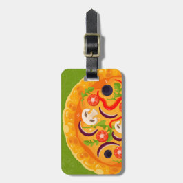 Etiqueta De Bagagem Comida colorida amante de pizza doce