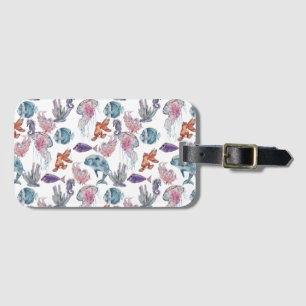 Etiqueta De Bagagem Composição Subaquática em Aquarela Série Design 2