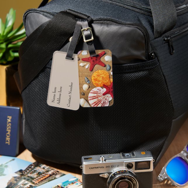 Etiqueta De Bagagem Conchas na praia (Frente e verso)