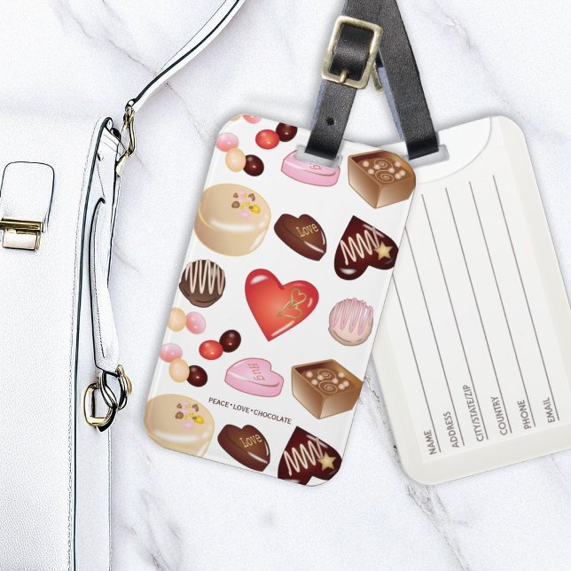 Etiqueta De Bagagem Confecção de chocolate doce Padrão cardíaco (Criador carregado)