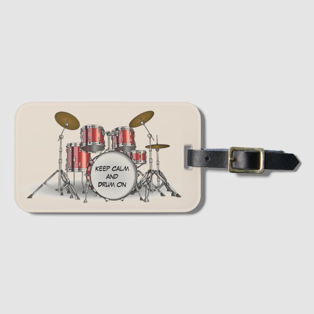 Etiqueta De Bagagem Conjunto de tambores Ilustrado (Frente Horizontal)