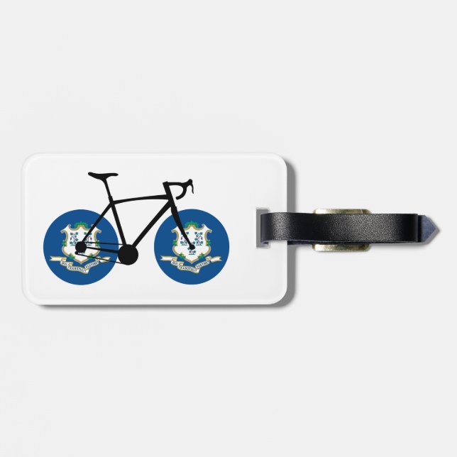 Etiqueta De Bagagem Connecticut Flag Cycling (Traseira Horizontal)