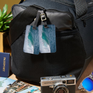 Etiqueta De Bagagem Contato de nome do oceano azul Grande Onda