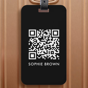 Etiqueta De Bagagem Contato Virtual Na moda de Código de QR Preto Pre
