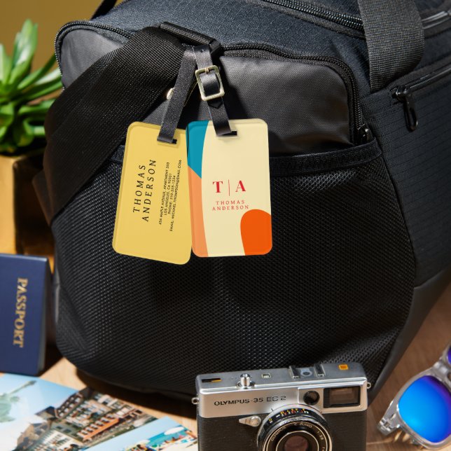 Etiqueta De Bagagem Contrast Abstract Geometric Background (Frente e verso)