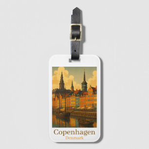 Etiqueta De Bagagem Copenhagen Dinamarca Retro Viagem