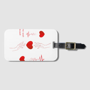 Etiqueta De Bagagem Copo de Amor Minimalista com Coração Batendo e Mão
