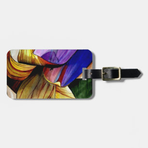 Etiqueta De Bagagem Cor de água original da flor frítil roxa