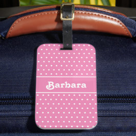 Etiqueta De Bagagem Cor-de-Bolinhas rosa e branco