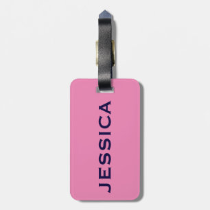 Etiqueta De Bagagem Cor-De-Rosa E Marinho Azul