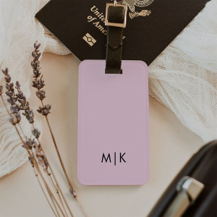 Etiqueta De Bagagem Cor-de-rosa e preto Monograma moderno