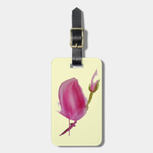 Etiqueta De Bagagem Cor-de-rosa Magnolia, flor de aquarela