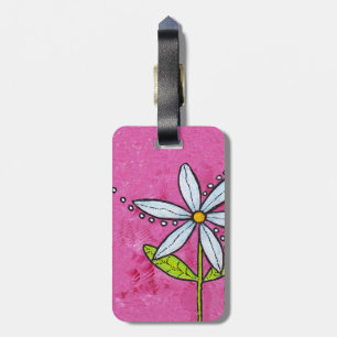 Etiqueta De Bagagem Cor-de-rosa-rosa-margarida branca