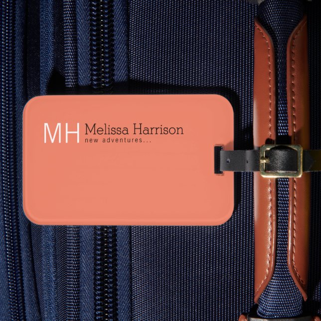 Etiqueta De Bagagem Cor de Salmão Personalizada (Frente Insitu 4)