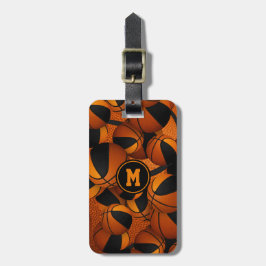 Etiqueta De Bagagem Cor do grupo das bolas de basquete de laranja pret