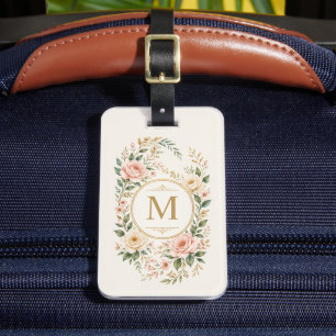 Etiqueta De Bagagem Cor Floral Cor Pastel Bege Personalizada