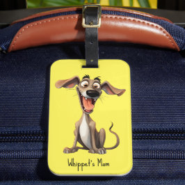 Etiqueta De Bagagem Cor personalizada & texto, 🐶whippet louco 🤪