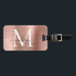 Etiqueta De Bagagem Cor rosa rosa rosa rosa Dourada, escovada, com cor<br><div class="desc">Rosa Rosa Rosa Rosa Dourada,  Bruta,  Script Metálico Monograma Saco de Cueca</div>