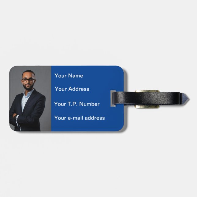 Etiqueta De Bagagem Coração Azul (Traseira Horizontal)