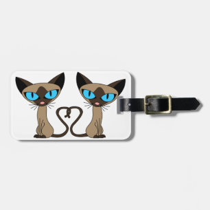 Etiqueta De Bagagem Coração bonito da cauda de gatos Siamese