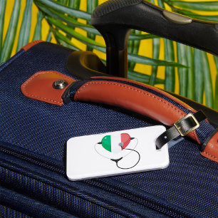 Etiqueta De Bagagem Coração Italiano com Estetoscópio de Saúde