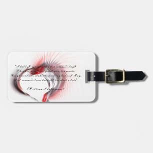 Etiqueta De Bagagem Coração Metálico com o soneto de Shakespeare 18