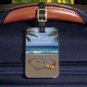 Etiqueta De Bagagem Coração na Areia (personalizável)