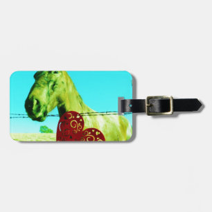 Etiqueta De Bagagem Coração Vermelho e Cavalo