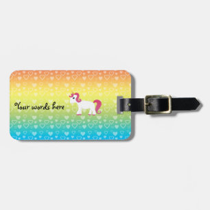 Etiqueta De Bagagem Corações bonitos do arco-íris do unicórnio