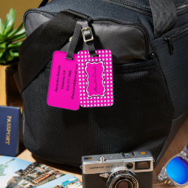 Etiqueta De Bagagem Corações Brancos Rosa Quente Personalizados