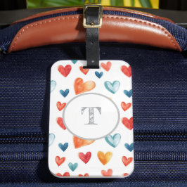Etiqueta De Bagagem Corações Coloridos Bolsa Inital Personalizado