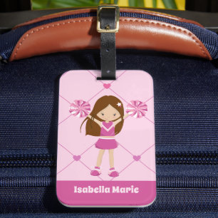 Etiqueta De Bagagem Corações Cor-de-Rosa Cheerleader Bonito Personaliz